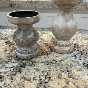 Set of two Rustic Tan Candle Holders
